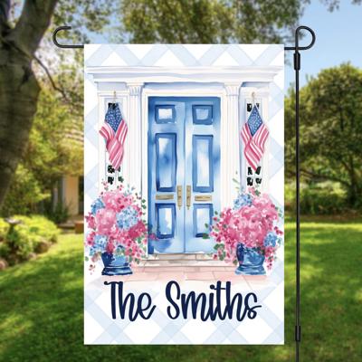 Patriotic Personalized Garden Flag with American Flags and Floral Design Seasonal Yard Decor for 4th of July Front Porch Patio