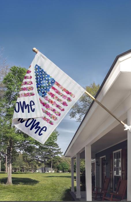 Personalized Patriotic Garden Flag Floral American Flag Fourth of July  Gift Custom Name Flag Flowers Summertime Porch Decor USA Yard Flag