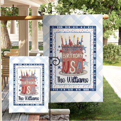 Personalized Patriotic Cake Garden Flag USA Birthday 