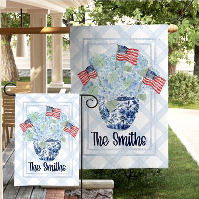 American Flag Display Patriotic Bouquet Decor July Celebration Family Name Outdoor Flag Red Blue White Memorial Day Home Decoration American