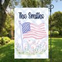  Personalized Patriotic Floral Flag | Custom Family Name Garden & House Flag | Pink American Flag Porch Decor | USA 250 Celebration