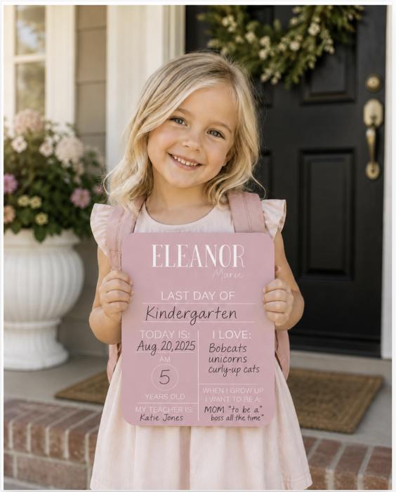 Personalized Back to School Board First Day and Last Day