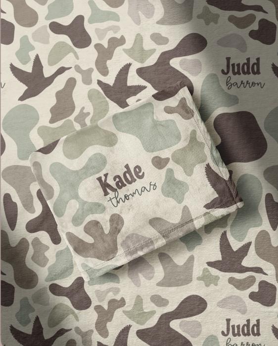 Personalized  Duck Camo Minky Blanket - 3 Sizes
