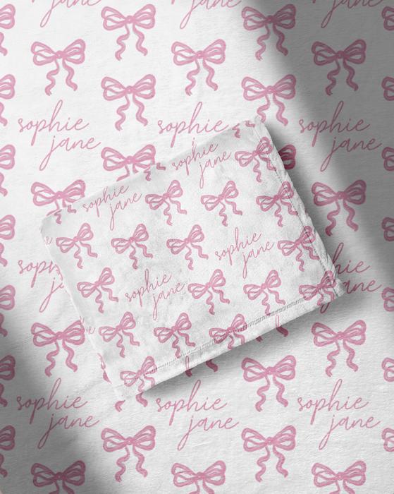Baby Girl Bow Name Blanket - 3 Sizes