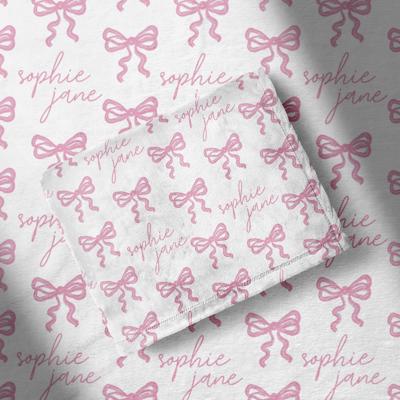Baby Girl Bow Name Blanket - 3 Sizes