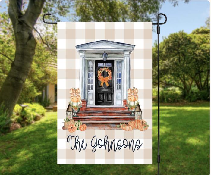 Personalized Fall Pumpkin Welcome Home Garden Flag