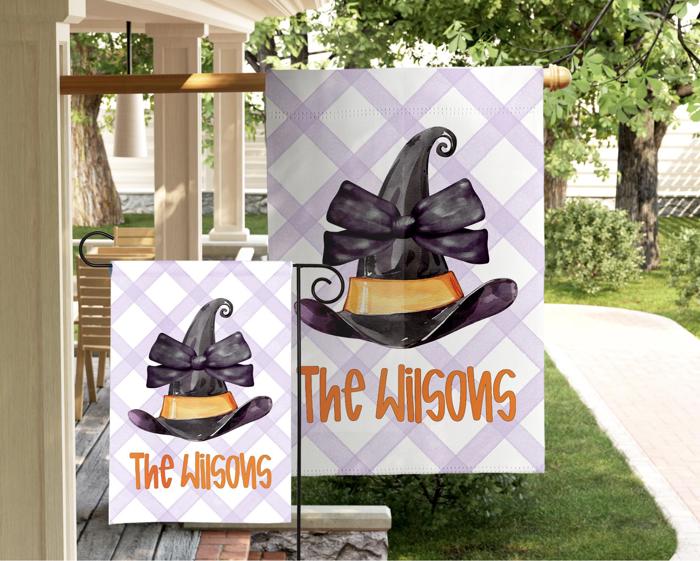 Personalized Whimsical Witch Hat Flags