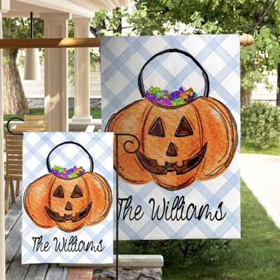 Personalized Whimsical Pumpkin Pail  Flags - 3 Sizes