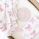  Personalized Baby Girl Minky Blanket  - Pink Bows