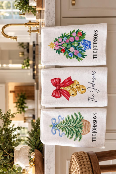 Personalized Christmas Kitchen Waffle Towels