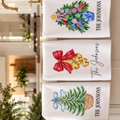 Personalized Christmas Kitchen Waffle Towels