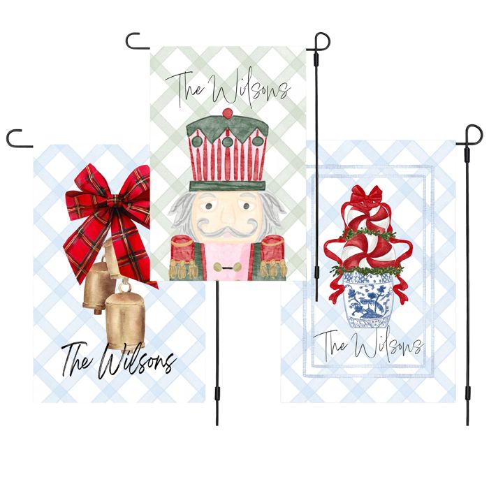 Christmas Double-sided Garden Flag - Nutcrackers, Bows & Bells