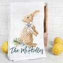  Personalized Chinoiserie Wicker Bunny Tea Towel, Kitchen Towel