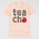 Small (UNISEX) Heather Peach Teacher Graphic Tee for Back to School, Teacher Gifts, and Educators