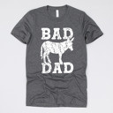 Medium (UNISEX) Bad A** Dad-White Ink: Heather Grey Funny Graphic Tees for Awesome Dads