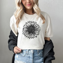 Small (UNISEX) Black Sunflower: Ivory Cozy Thanksgiving Holiday Tees – Pumpkins, Turkeys, and Thankful Vibes, Family Gatherings, Holiday Comfort, Trendy Friendsgiving
