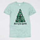 Small (UNISEX) Tree Merry Bookmas: Dusty Blue Cozy Christmas Reading T-Shirts - Festive Holiday Book Lover Tees for Teachers, Librarians, Bookworms, and Cozy Gift Ideas