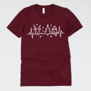 Small (UNISEX) Christmas Heartbeat: Heather Cardinal Red Christmas Nurse T-Shirts – Festive Holiday Tees for Nurses, Medical Staff, and Holiday Gifts