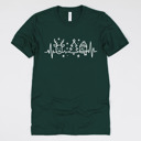 Small (UNISEX) Christmas Heartbeat: Forest Christmas Nurse T-Shirts – Festive Holiday Tees for Nurses, Medical Staff, and Holiday Gifts