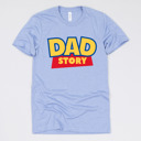 Medium (UNISEX) Dad Story: Heather Blue Fandom Dad Gift Graphic Tees – Funny Parody and Pop Culture Tees for Dads
