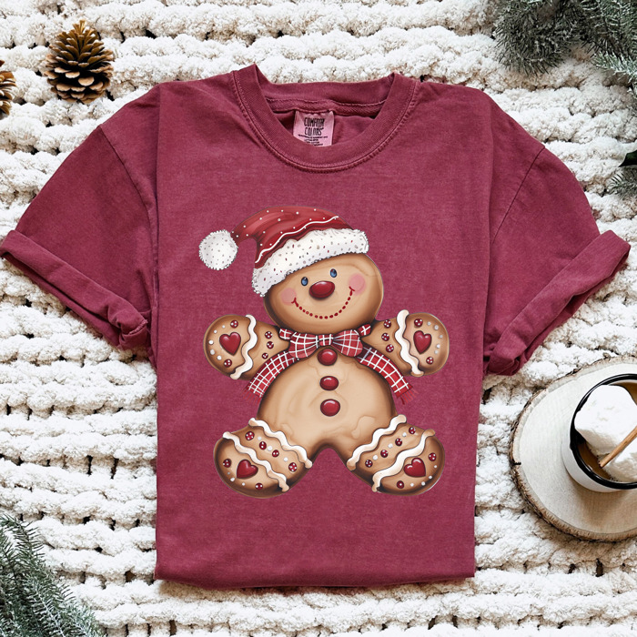 Trendy Christmas T-Shirts, Santa, Reindeer, Gingerbread, and Festive Holiday Graphic Tees for Cookie Exchanges, Christmas Lights, and Holiday Gifts