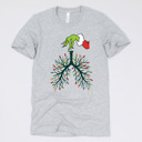 Small (UNISEX) Grinch Lungs: Athletic Grey Christmas Nurse T-Shirts – Festive Holiday Tees for Nurses, Medical Staff, and Holiday Gifts
