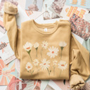 Medium Mustard Drop Shoulder Watercolor Daisy Bella Canvas Graphic Sweaters