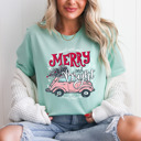  Bella Canvas Retro Style Merry and Bright Christmas Tee