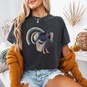 Small (UNISEX) Navy Turkey: Pepper Cozy Thanksgiving Holiday Tees – Pumpkins, Turkeys, and Thankful Vibes, Family Gatherings, Holiday Comfort, Trendy Friendsgiving