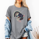 Small (UNISEX) Navy Turkey: Grey Cozy Thanksgiving Holiday Tees – Pumpkins, Turkeys, and Thankful Vibes, Family Gatherings, Holiday Comfort, Trendy Friendsgiving