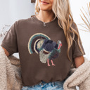 Small (UNISEX) Navy Turkey: Espresso Cozy Thanksgiving Holiday Tees – Pumpkins, Turkeys, and Thankful Vibes, Family Gatherings, Holiday Comfort, Trendy Friendsgiving