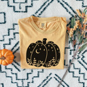 Small (UNISEX) Starry Pumpkin: Mustard Trendy Fall and Halloween T-Shirts – Cute Spooky Season Graphic Tees for Moms, Teachers, Pumpkin Patch, and 31 Days of Halloween