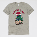 Small (UNISEX) Reading Is Lit: Heather Stone Cozy Christmas Reading T-Shirts - Festive Holiday Book Lover Tees for Teachers, Librarians, Bookworms, and Cozy Gift Ideas