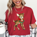 Small (UNISEX) Reindeer: Red Vintage Christmas T-Shirts – Retro Holiday Tees with Santa, Snowman, Reindeer, and Festive Nostalgia