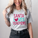  Cute Santa Loves Teachers Holiday Tees