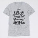 Medium Athletic Grey (This Guy Has A Smokin How & Awesome Wife) Funny Husband T-Shirts – Humorous Gift Tees for Men