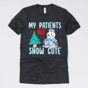 Small (UNISEX) My Patients Are Snow Cute: Heather Charcoal Christmas Nurse T-Shirts – Festive Holiday Tees for Nurses, Medical Staff, and Holiday Gifts