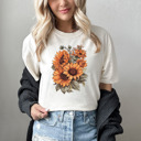 Small (UNISEX) Sunflower Bouquet: Ivory Cozy Thanksgiving Holiday Tees – Pumpkins, Turkeys, and Thankful Vibes, Family Gatherings, Holiday Comfort, Trendy Friendsgiving