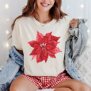  Winter Holiday Red Poinsettia Bella Canvas Tee