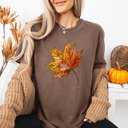 Small (UNISEX) Fall Orange Leaf: Brown Trendy Fall and Halloween T-Shirts – Cute Spooky Season Graphic Tees for Moms, Teachers, Pumpkin Patch, and 31 Days of Halloween