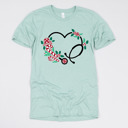 Small (UNISEX) Heart Stethoscope: Dusty Blue Christmas Nurse T-Shirts – Cute Holiday Gift Tees for Nurses, Labor and Delivery, CNAs, and Healthcare