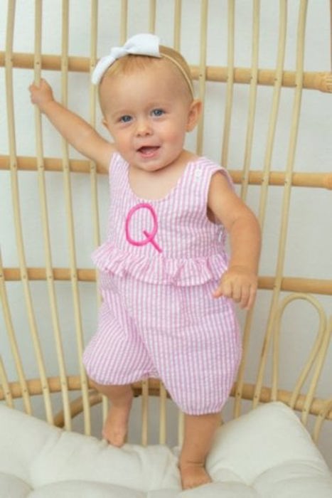 Personalized Seersucker Ruffle Romper | 8 Colors