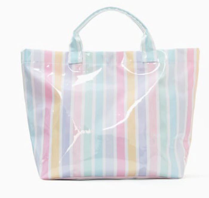 LAMINATED TOTE BAG Striped Monogrammed