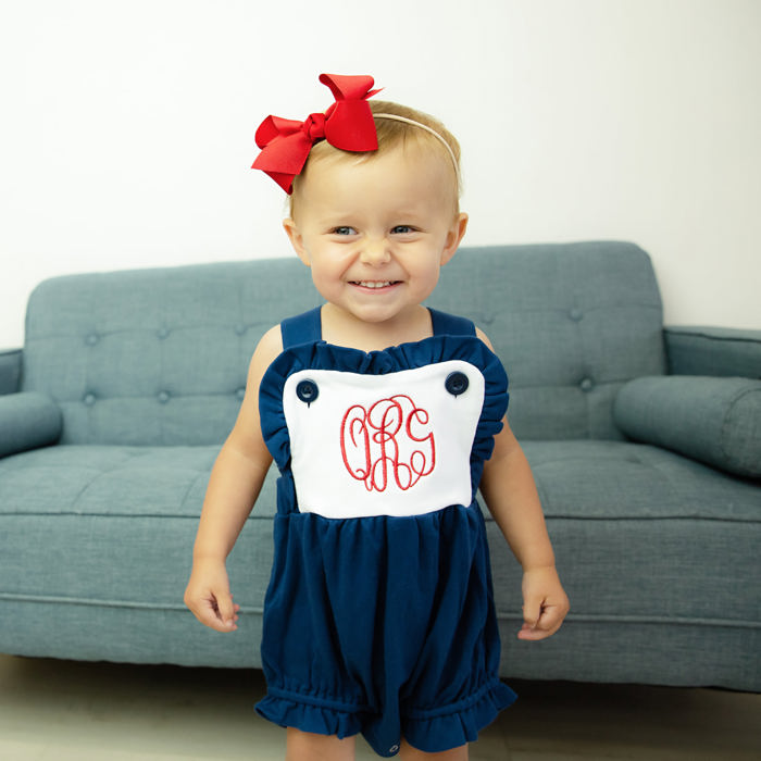 Monogrammed Girls Knit Color Block Sunsuit | 3 Colors
