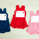  Monogrammed Girls Knit Color Block Sunsuit | 3 Colors