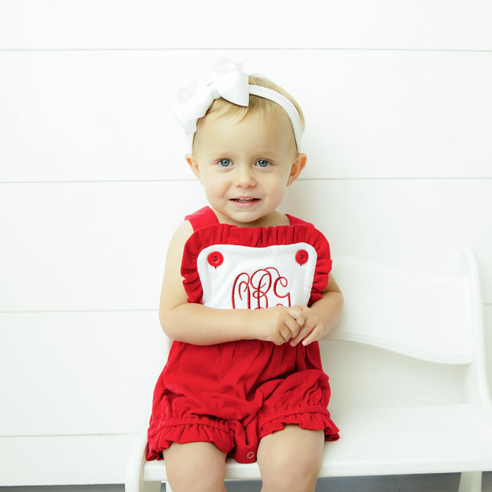 Monogrammed Girls Knit Color Block Sunsuit | 3 Colors