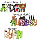 Long Sleeves Halloween Monster Mash Name Bubble | 11 Alphas 