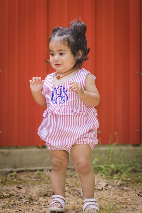 Personalized Seersucker Ruffle Romper | 8 Colors