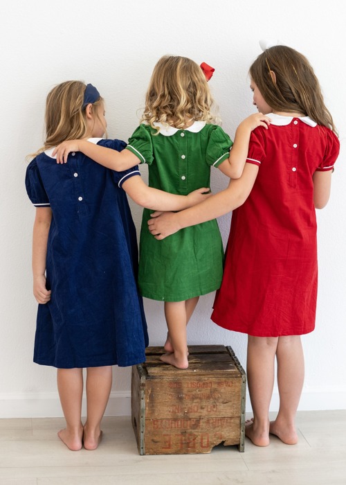 Girls Holiday Corduroy Dress Personalized Monogram | 3 Colors