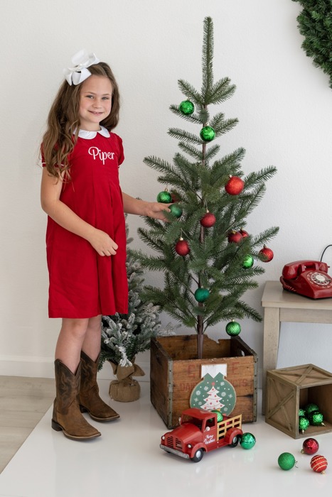 Girls Holiday Corduroy Dress Personalized Monogram | 3 Colors